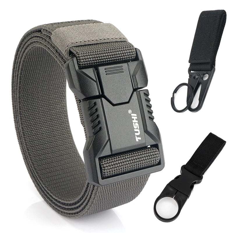 VATLTY New Tactical Outdoor Belt for Men and Women Aluminum Alloy Buckle Quick Release Elastic Belt Casual Belt Jeans Waistband-belleandkai.com