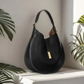 Women's underarm bag suede splicing pu leather design dumpling bag Tote bag Fashion brown/black shoulder crescent handbags bolsa-belleandkai.com