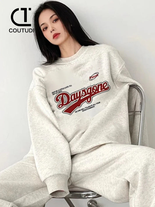 COUTUDI Women Hooded Set 2 Pieces Winter Fashion Tracksuit Suit Oversized Casual Hoody Pullovers Long Pant Sets Women Sportwears-belleandkai.com