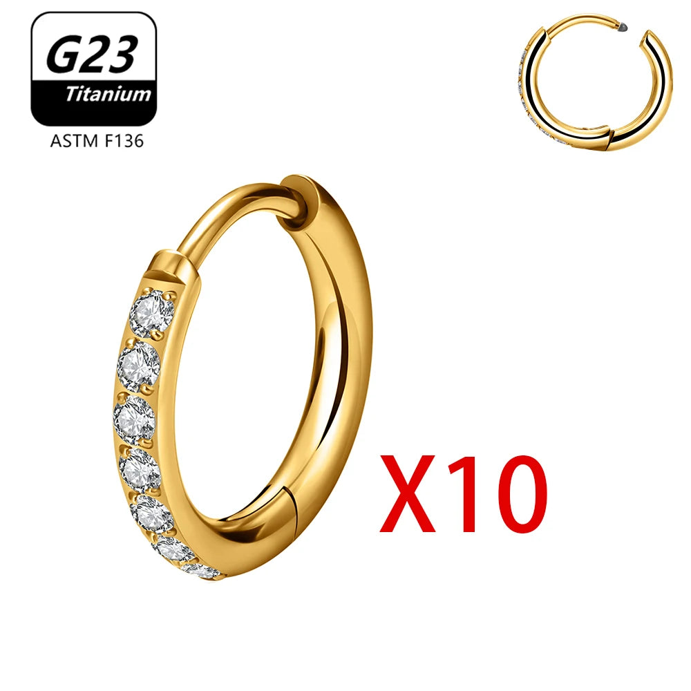 1/10pcs G23 Titanium Hoop Earring For Women Piercing Nose Ring ASTM F136 Body Jewelry Accessories Wholesale 2024 New-belleandkai.com