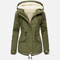 Women's Winter Jacket Warm Solid Plush Thickened Long Winter Coat Outdoor Hiking Hooded Casual Windproof Parka Coat Overcoat-belleandkai.com