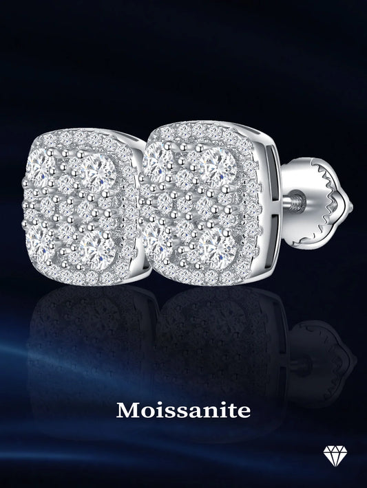 Cushion Earrings Moissanite Stud Earring for Woman Full Diamond Earring Engagemet New 2025-belleandkai.com