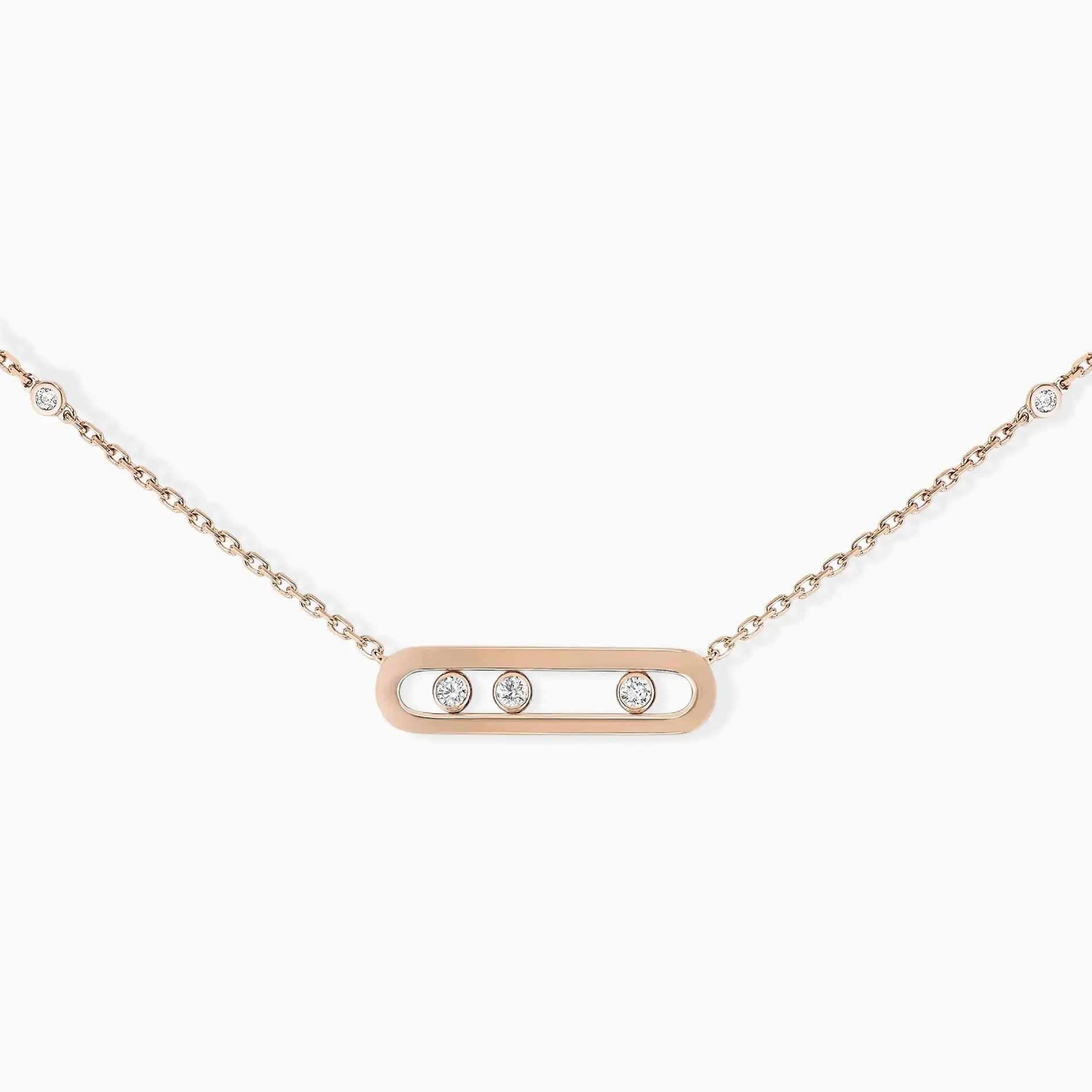 925 sterling silver classic fashionable mobile three diamond women's necklace. Holiday gifts-belleandkai.com