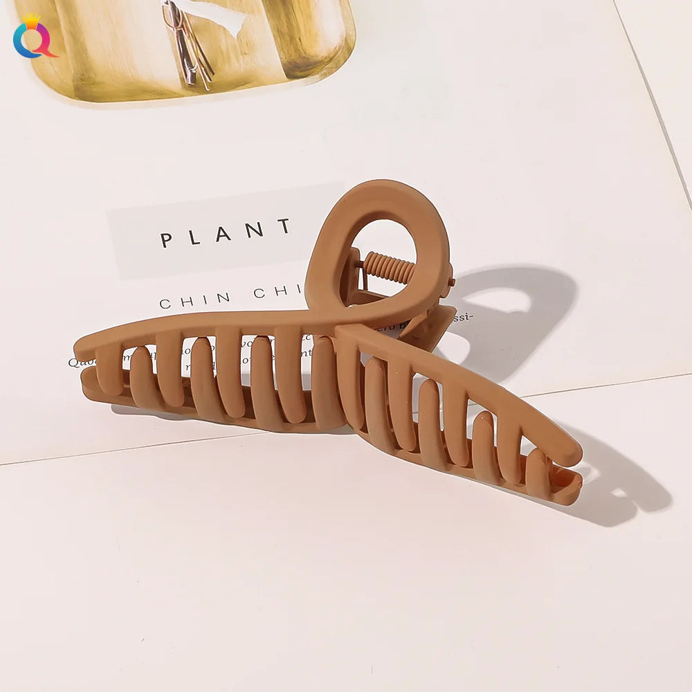 Simple Frosted Shark Hair Claws Candy Color No Slip Large Square Cross Shaped Jaw Clip For Women Girls Thin Thick Long Hair-belleandkai.com