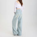 Woman Jeans High Waist Wide Leg Cotton Denim Clothing Design Sense Straight Pant Fashion Comfort White Retro Blue Casual Trouser-belleandkai.com