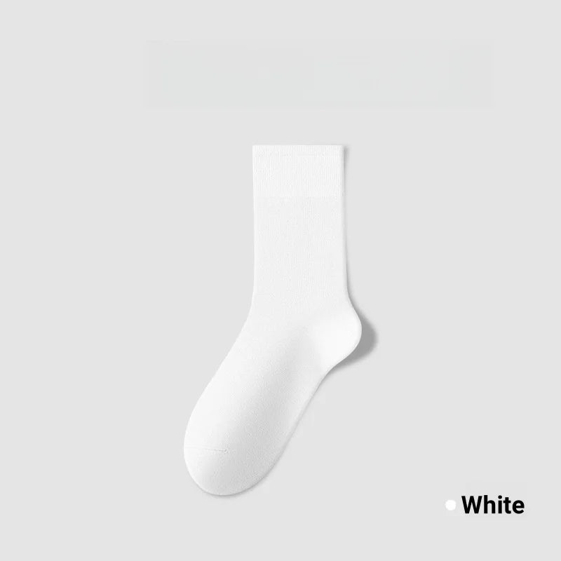 1/5 Pairs Cotton Socks Women Seamless Soft Crew Socks Medium Tube Long Loose Casual Solid Color Anti-Pilling Breathable-belleandkai.com