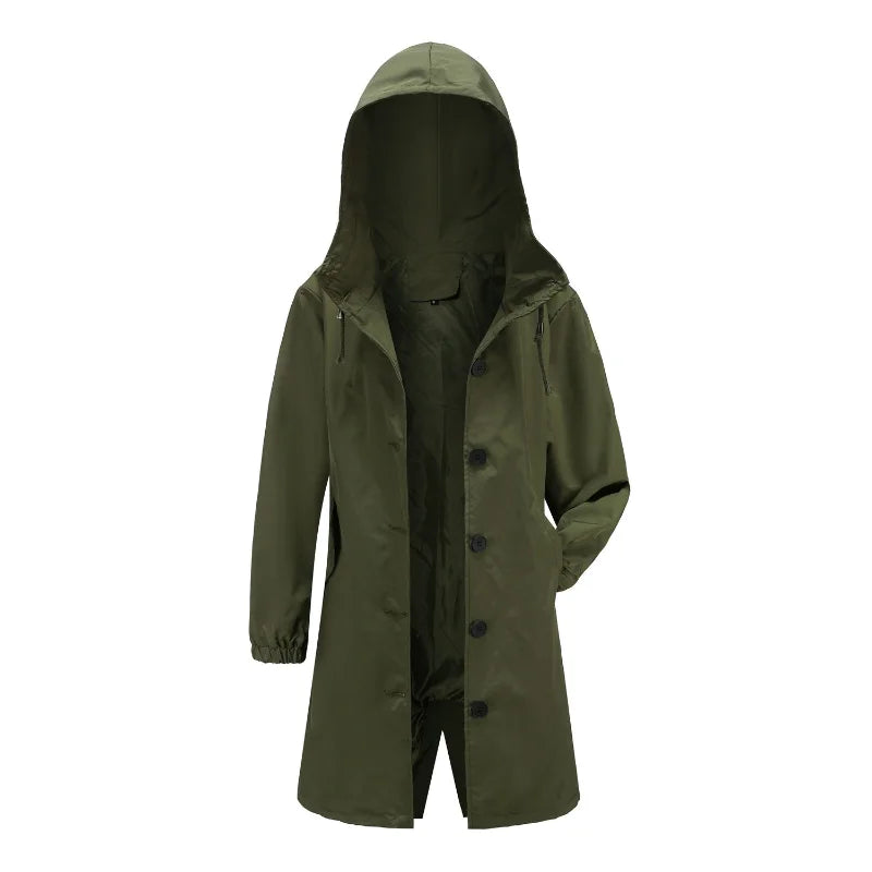 Fahsyee Raincoat Women, Rain Jacket Waterproof Raincoat Hooded Windbreaker Outdoor Long Active-belleandkai.com