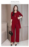 Plus Size Women's Loose-Fit Long Sleeve Vestbell Bottoms New Spring Autumn Suit Fashion Outfit Three-Piece Set Clothing-belleandkai.com
