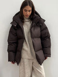 2024 Women Winter Coats Thick Warm Cotton Parkas Loose Stand Collar Long Sleeve Hooded Outerwears 2024 Lady Casual Commuter Coat-belleandkai.com