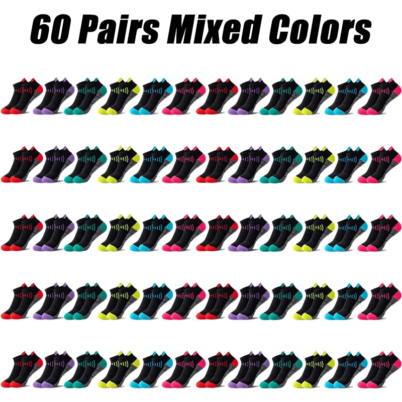 6-96 Pairs Unisex Color-Coordinated Quick-Dry & Sweat-Absorbent Running/Casual Sports Socks Low-Top Breathable 36-42-belleandkai.com
