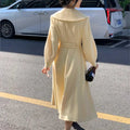 Fashion Women's Long Coats Winter New Outerwear Lapel Double Breasted Lantern Sleeve Solid Vintage Chic Woolen Overcoats-belleandkai.com