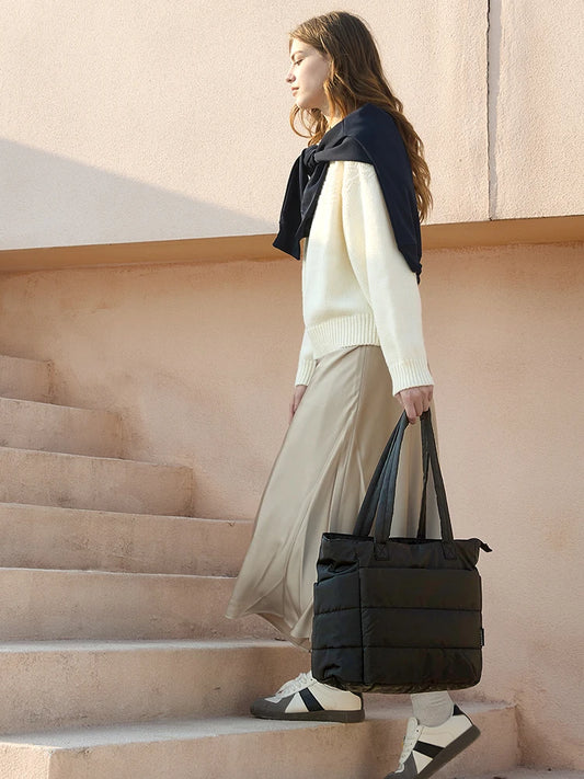 BAGSMART Women's Bag Large Capacity Solid Color Tote Bag Versatile Handbag for Commuter Work Student Class Shopping bag-belleandkai.com