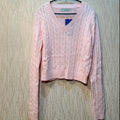 Brandy Mandy Women's V-Neck Long Sleeve Knit Sweater Casual Autumn Top Navy Crop Pullover for Girls-belleandkai.com