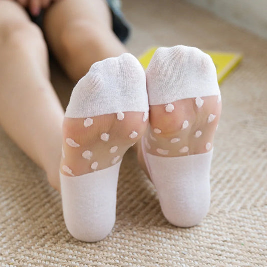 5 Pairs Women Polka Dot Patterned Socks Fashionable Versatile Trendy Creative Socks Comfortable Breathable Casual Short Socks-belleandkai.com
