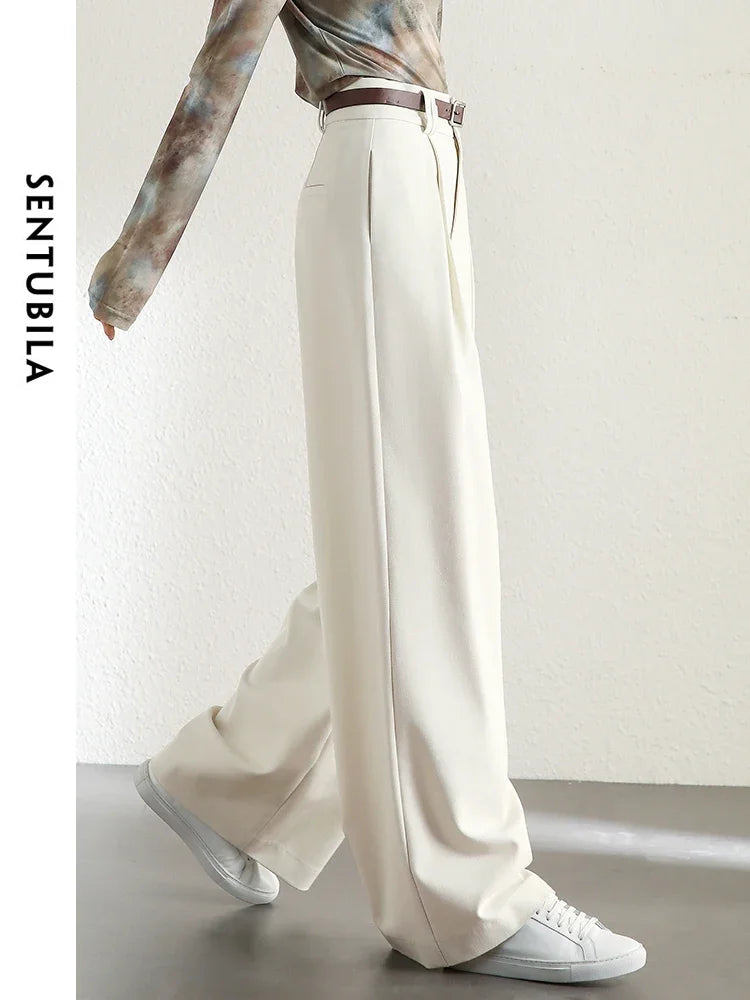 High Waist Baggy Pant Women Full Length Straight Loose Casual Trousers Spring Elegant Wide Leg Pant-belleandkai.com