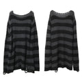 New Autumn Punk Gothic Long Unisex Sweater Women Striped Cool Hollow Out Hole Broken Jumper Loose Rock Thin Dark Streetwear Top-belleandkai.com