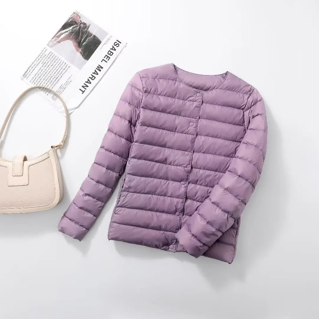 2023 New Arrivals Autumn Winter Warm Women White Duck Down Slim Jackets Female Fashion Ultra Lightweight Packable Puffer Coats-belleandkai.com