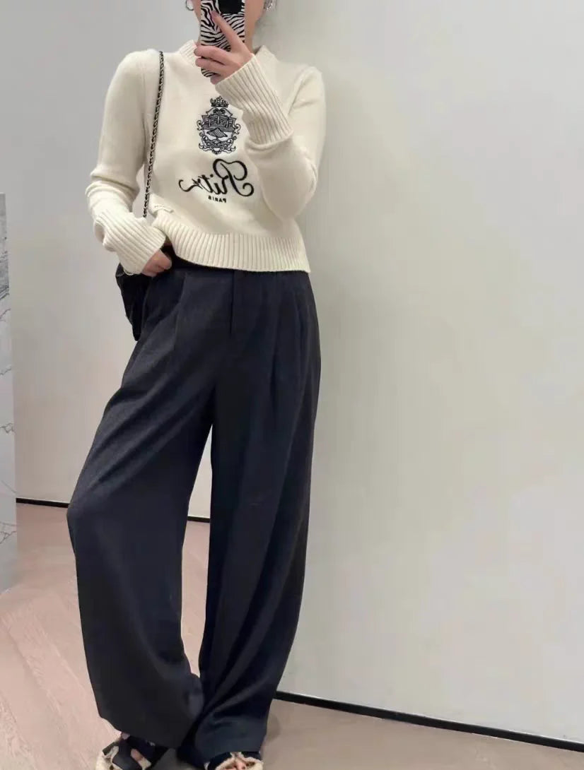 Advanced Round Neck Pullover Sweater Women's Autumn And Winter New Lazy Style Soft And Sticky Waist Knit Sweate-belleandkai.com