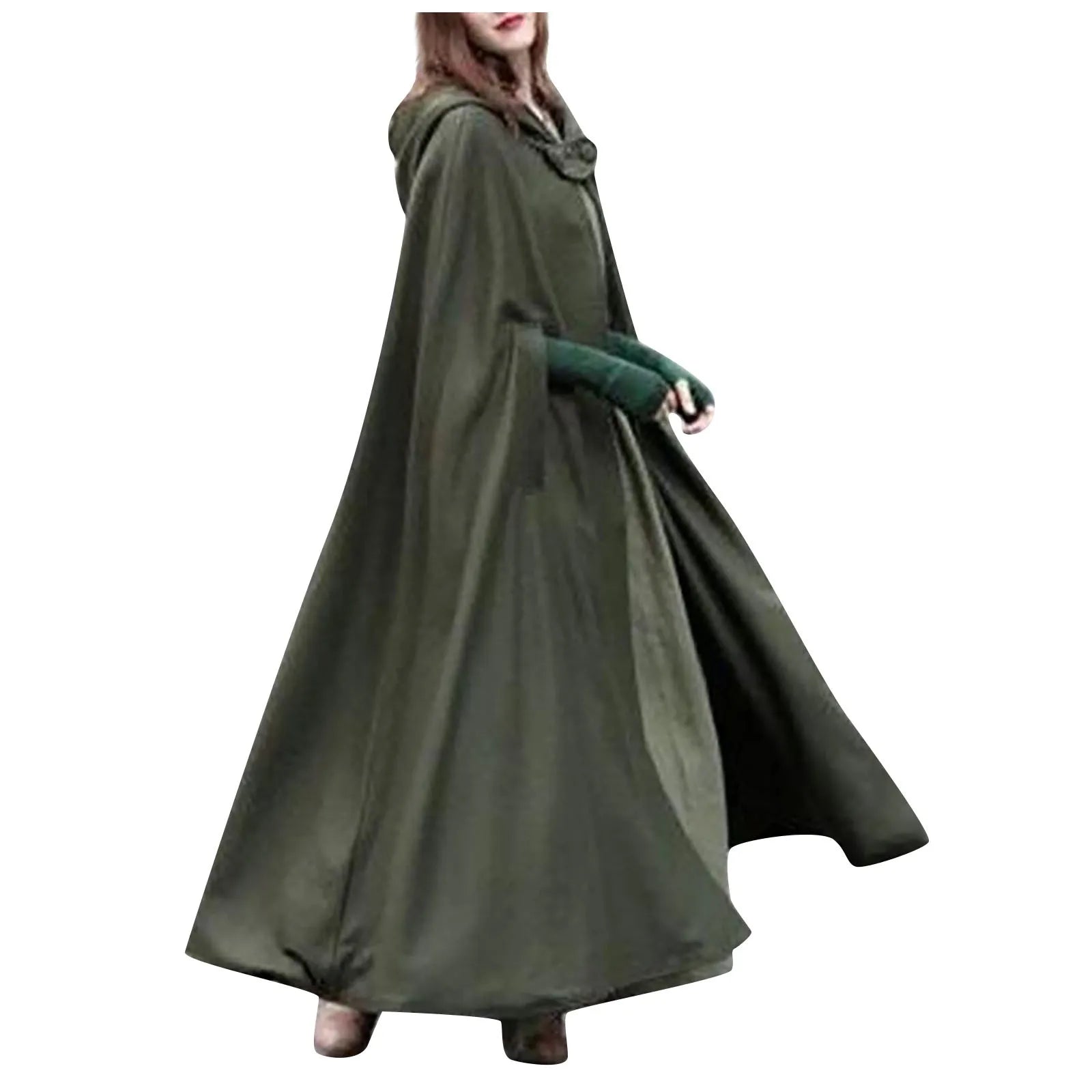 Winter Cloak Hooded Trench Coat Women Gothic Cape Women Trench Coat Open Front Cardigan Jacket Coat Cape Cloak Poncho Plus-belleandkai.com