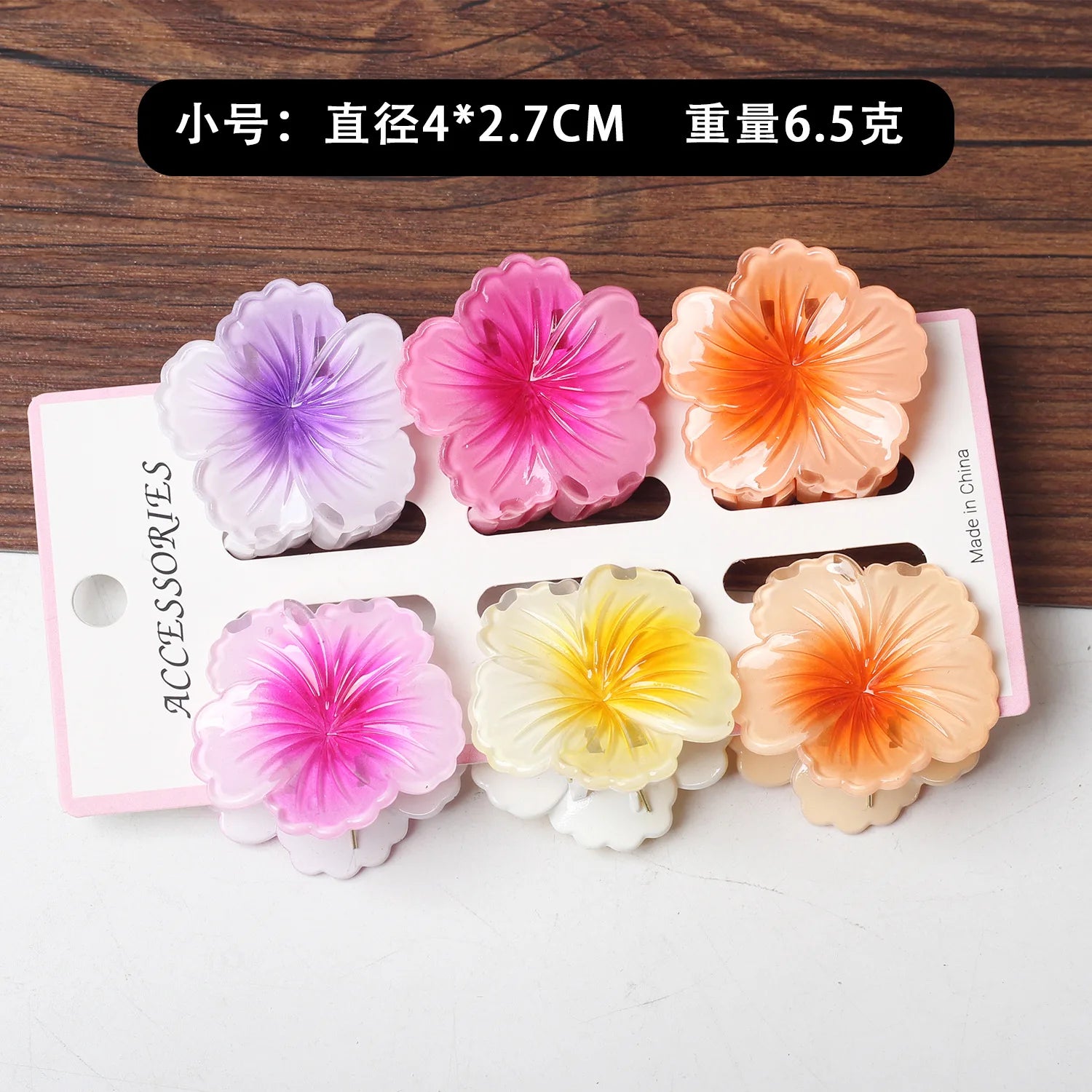 6Pcs Fashion Colorful Transparent Flower Small Hair Claw Clips clamp Hairpin Barrette for Thick Thin Hair Accessories for Women-belleandkai.com