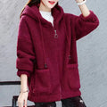 Thicken Plus Velvet Women Sweatshirts Autumn Winter Lamb Fleece Sweater Casual Hoodies Loose All-match Zipper Cardigan Jacket-belleandkai.com