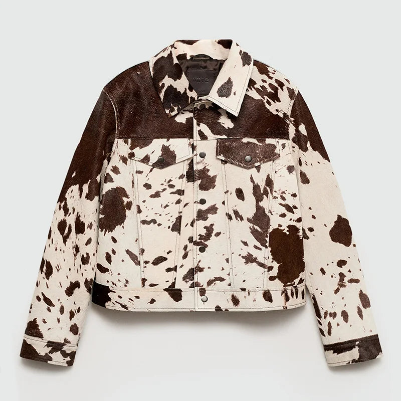 Chic Print Women Jacket Single Breasted Niche Design Jacket Fashion Turn-down Collar  2024 Autumn Winter Casual Lady Outerwear-belleandkai.com