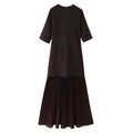 TRAFZA Women Elegant Half Sleeves O-Collar Pleated Dress Spring Woman Rear Zipper Splicing Vintage Casual Knitted Long Dress-belleandkai.com