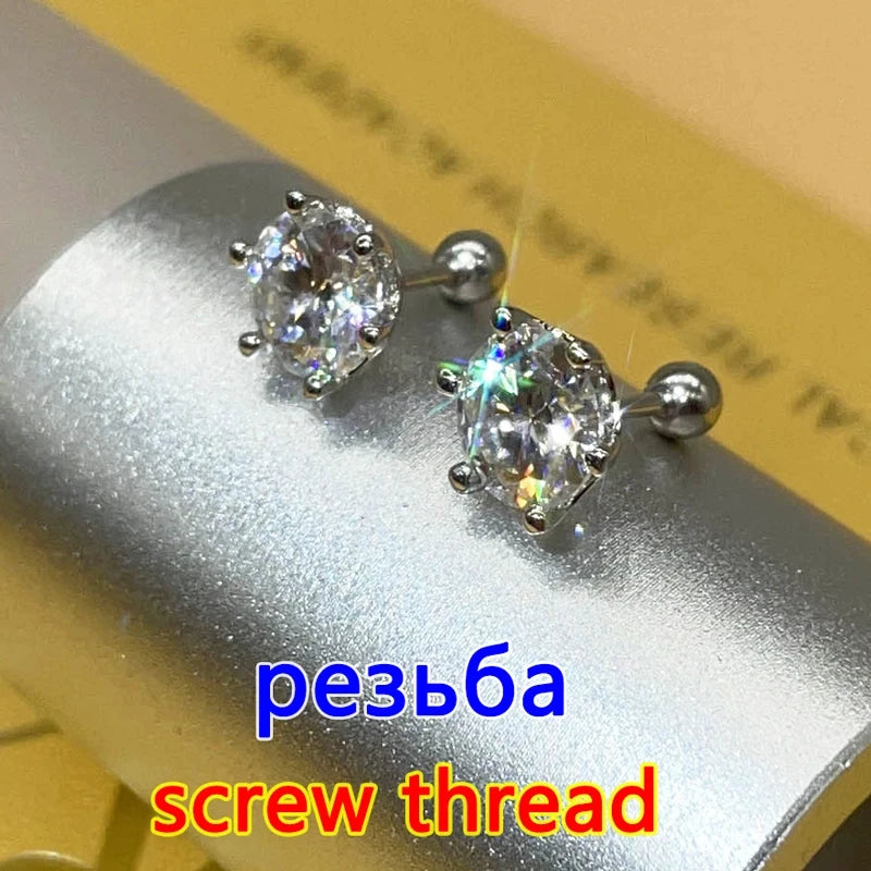 DJMAX 0.5-2ct Moissanite Diamond Stud Earrings for Women Original 925 Sterling Silver Lady's Moissanite Earring New 2025-belleandkai.com