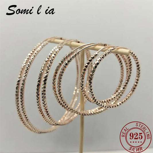 Somilia -925 Sterling Silver Round Earrings for Women Large Circle Piercing Rose Gold Hoop Earring Dropship Suppliers With Gife-belleandkai.com