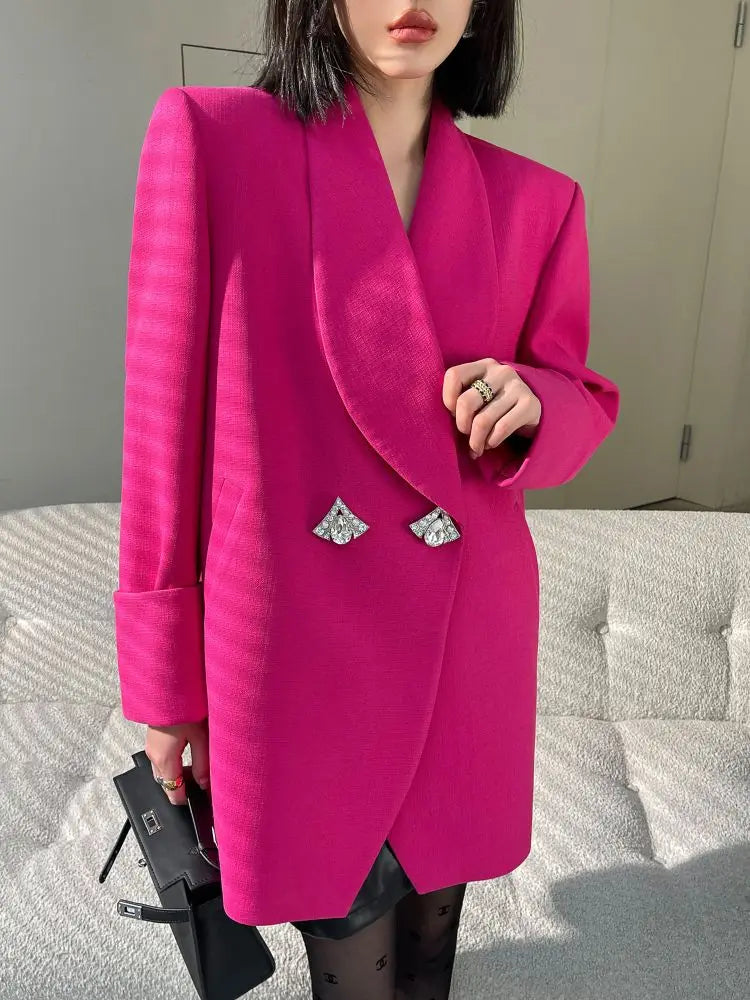 Chic High-end Blazer Design Women Clothing Trend Spring Autumn Jackets Mid-length Coats Loose Button Blazer Long Sleeve Tops New-belleandkai.com