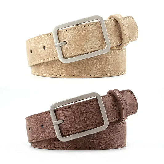 Fashionable Belts for Woman 100cm Beautiful Vintage Color PU Belts Jeans Accessories Student Trendy Belts-belleandkai.com