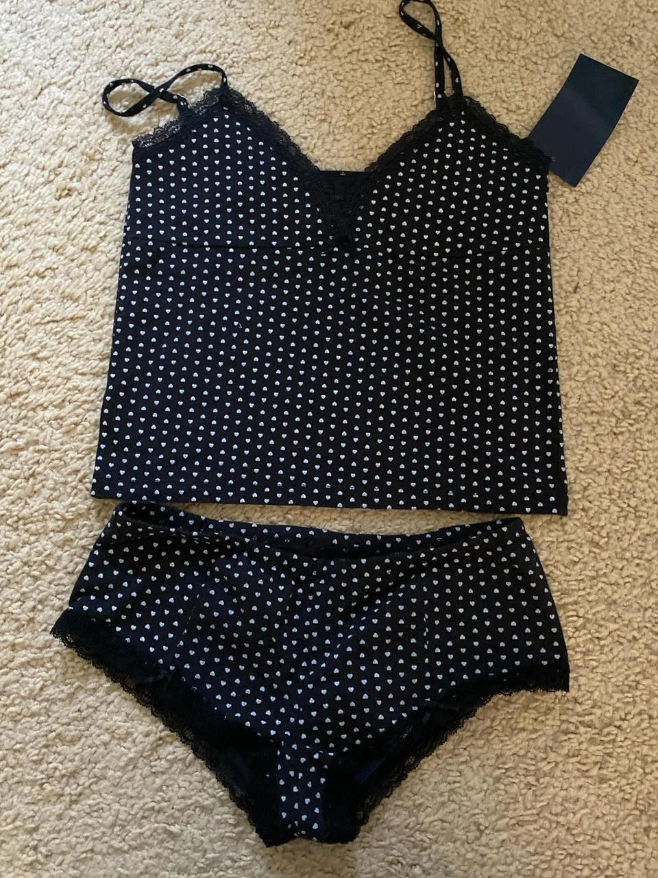 Strawberry Vest Shorts 2 Pieces Set Woman Eyelet Bow Slim Tank Top with Elastic Waist Patchwork Straight Short Pant Sweet Sets-belleandkai.com