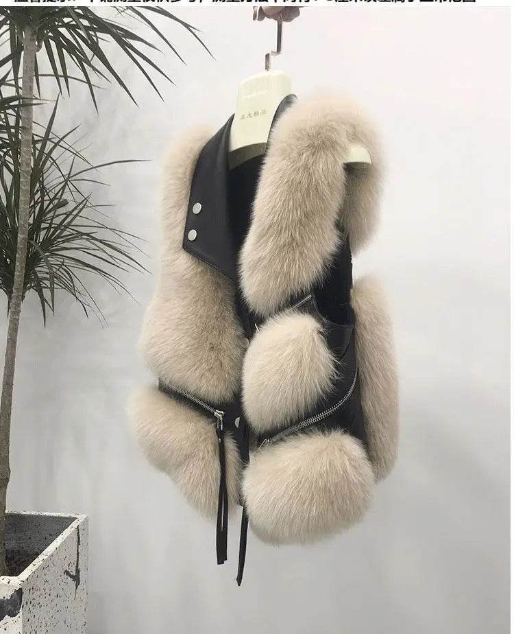 Fur Coat Women's Vest Short Clothing Autumn Winter Patchwork Slim Fashion Versatile-belleandkai.com