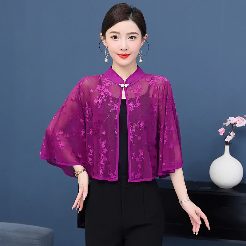 Cloak Summer Capes Ponchos Coats Fashion Clothes Women Clothing Tops Streetwear Party Vintage Casual Elegant Outerwear-belleandkai.com
