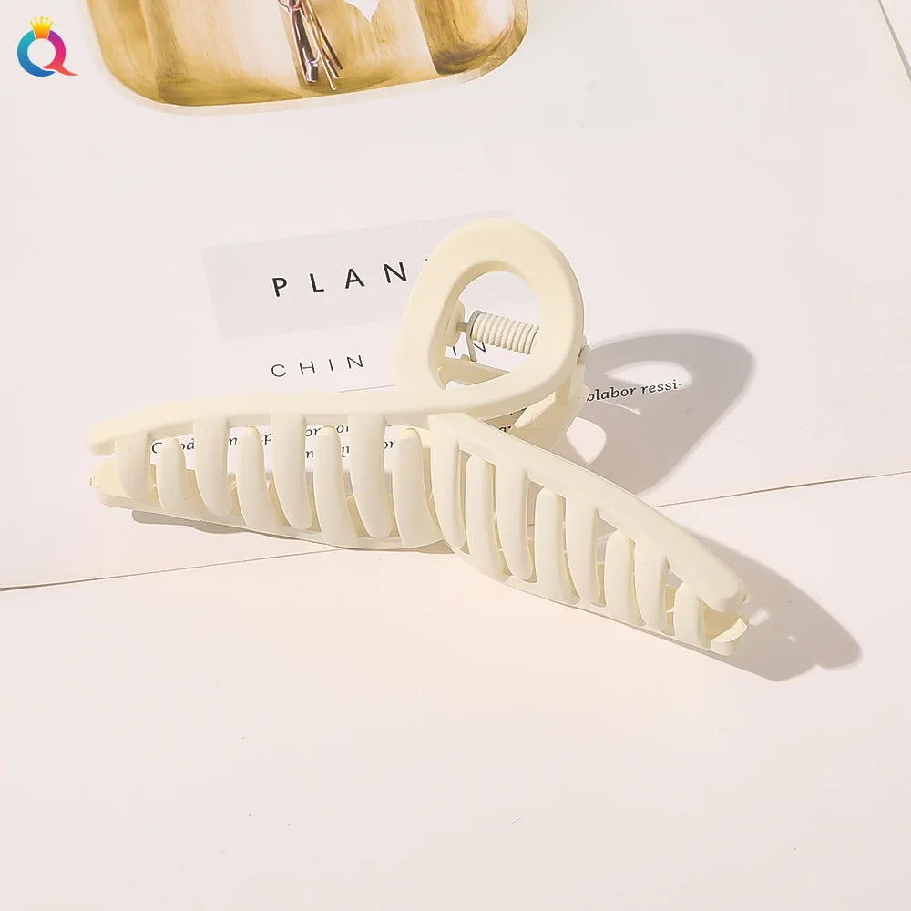 Simple Frosted Shark Hair Claws Candy Color No Slip Large Square Cross Shaped Jaw Clip For Women Girls Thin Thick Long Hair-belleandkai.com