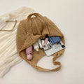 Women Crochet Tote Bag Mesh Beach Bag Large Capacity Fashion Knitted Bag Solid Color Simple Shopping Bag for Travel Vacation-belleandkai.com