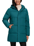 TACVASEN Winter Quilted Duck Feather Down Jackets Womens Padded Puffer Warm Hooded Long Coats Thermal Waterproof Thick Outerwear-belleandkai.com