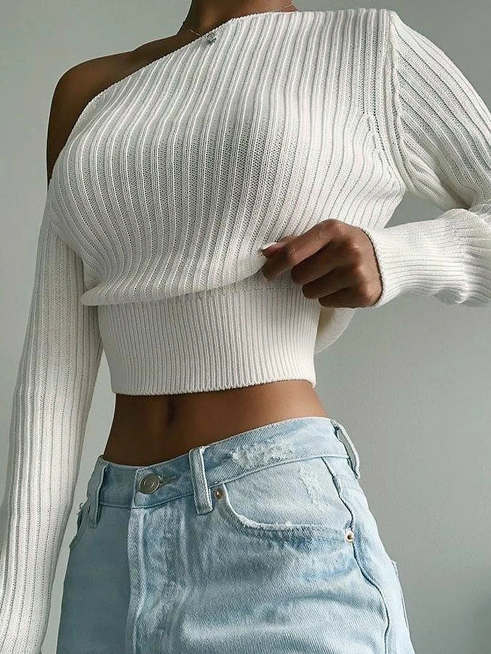 Women's long-sleeved off-the-shoulder sexy casual sweater spring, autumn and winter-belleandkai.com