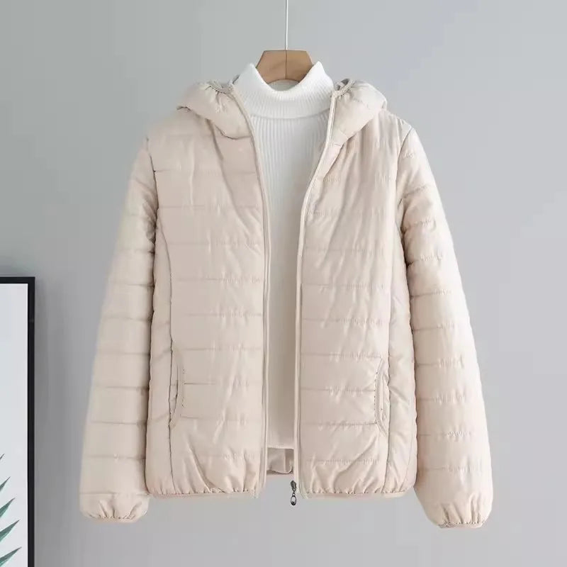 2024 New Winter Women Candy Color Down Cotton Jackets Light Weight Windproof Hooded Warm Outwear Coat Puffer Quilted Parkas-belleandkai.com