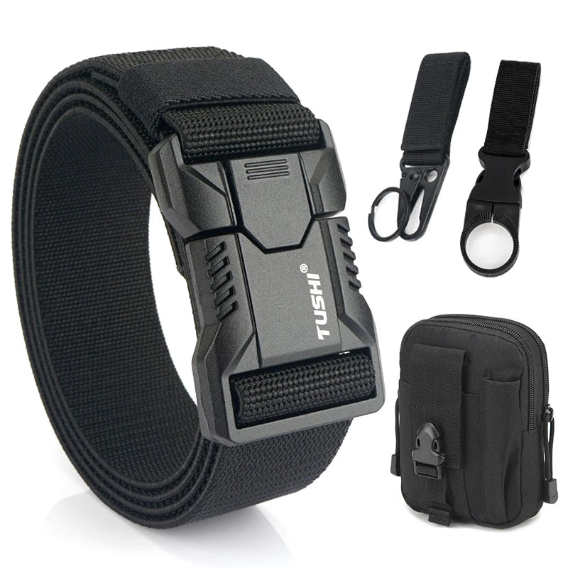VATLTY New Tactical Outdoor Belt for Men and Women Aluminum Alloy Buckle Quick Release Elastic Belt Casual Belt Jeans Waistband-belleandkai.com