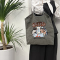 1 PC Fashion Japanese Harajuku Style Nylon Waterproof Handbag Embroidered Shopping Bag Hand-held Women's Shoulder Bag All-match-belleandkai.com