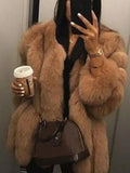 2024 Autumn Winter Female Korean Fashion Long Faux Fur Jacket Women Coats Loose Casual Warm Long Sleeve Outerwears Overcoat-belleandkai.com