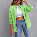 Fashion Broken Holes Solid Color Denim Jacket Ladies Comfortable Casual Loose Button Cardigan Coat Streetwear Women's Outerwear-belleandkai.com