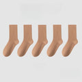1/5 Pairs Cotton Socks Women Seamless Soft Crew Socks Medium Tube Long Loose Casual Solid Color Anti-Pilling Breathable-belleandkai.com