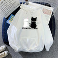 Women's Fleece Lined Hoodie Casual Cartoon Cat Print Oversize Loose Fit Autumn Winter Top Fashion Comfortable Streetwear-belleandkai.com