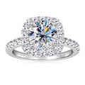 Anziw Real 2CT 8mm Round Moissanite Square Ring 925 Sterling Silver Luxury Brilliant Diamond Wedding Finger Rings Band For Women-belleandkai.com