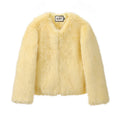 Neo Mint Cool Street Girls Winter Fashion Fluffy Fox Fur Jacket Women Casual Round Neck Faux Fur Coat Chic Thick Warm Outerwear-belleandkai.com