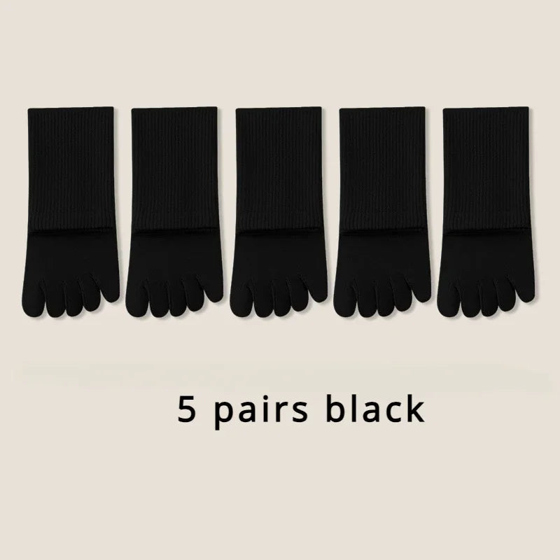 5 or 10 Pairs Women Sports Toe Socks with Separate Fingers High Tube Five Finger Cotton Crew Socks Yoga High Quality-belleandkai.com