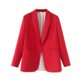 TRZA Women's Fashion Front Open Blazer Coat Long Sleeve Office Wear with Welt Pockets Chic Female Outerwear Top-belleandkai.com