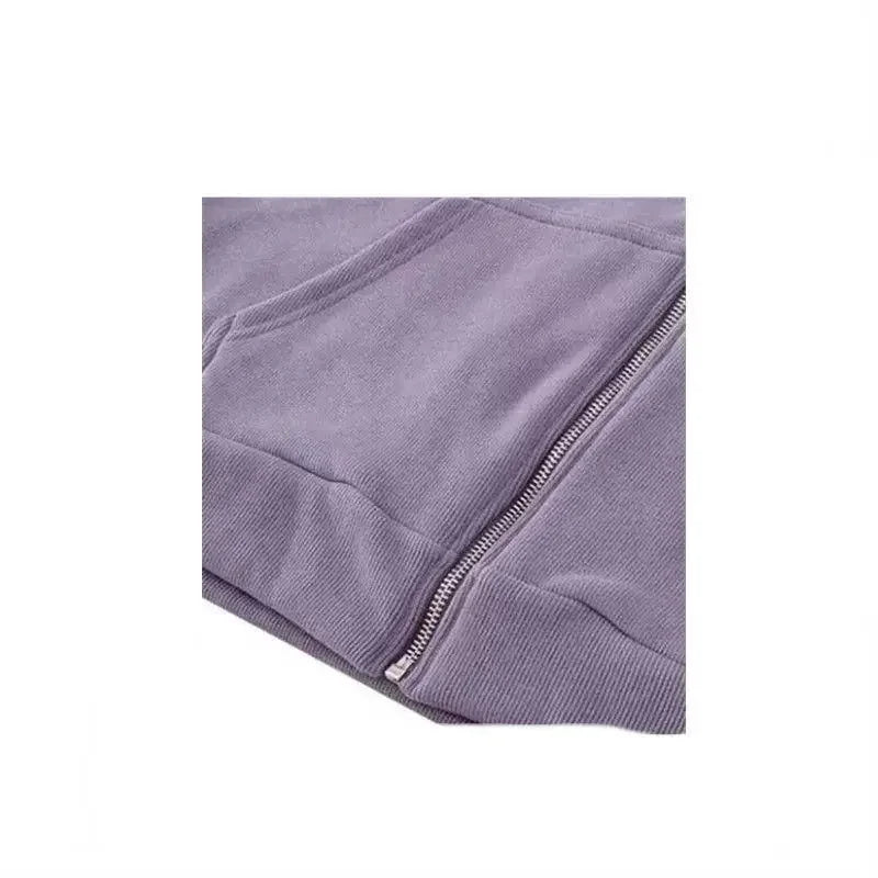 Loose Zipper Hoodie Women's Spring Autumn Thin Style Student Casual Wear Purple Sweatshirt Korean Lazy Fashion Versatile Outerwe-belleandkai.com